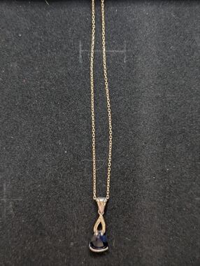 La'celet Jewelry Gallery Sterling Silver Necklace with Deep Blue Teardrop Penda